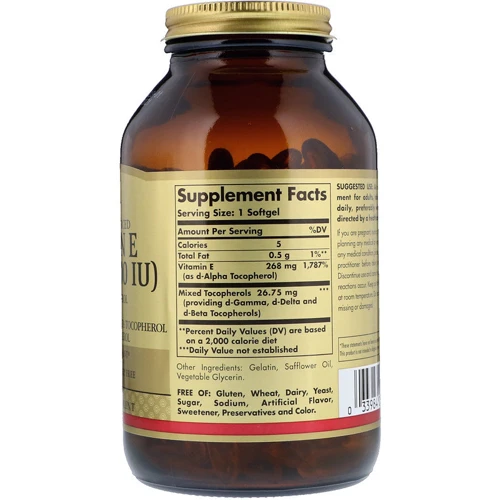 Solgar Naturally Sourced Vitamin E, 268 mg (400 IU), 250 Softgels (SOL03542): Тип Витамин E