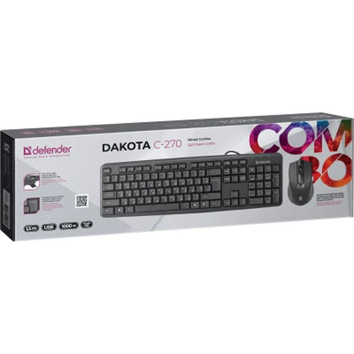 Комплект проводной Defender Dakota C-270 UKR USB Black (45271): Интерфейс подключения USB