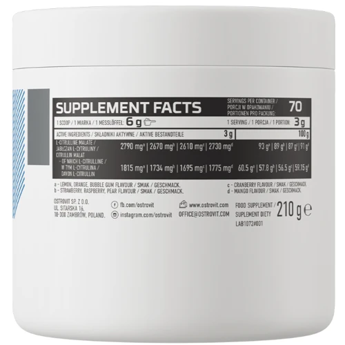 Амінокислота для спорту OstroVit Citrulline 210 g / 70 servings / Lemon: Тип цитрулін