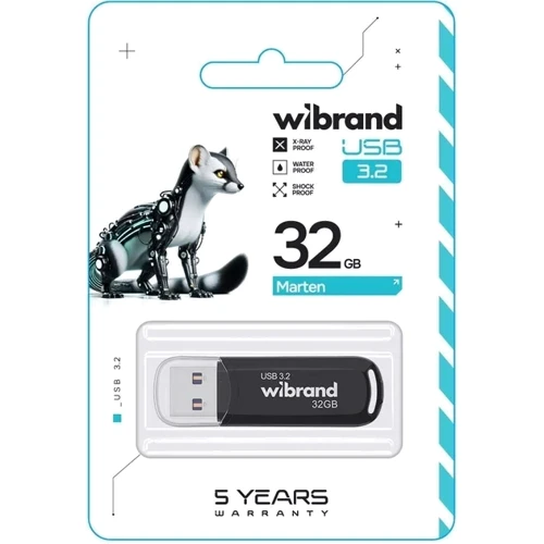 USB-флешка Wibrand 32GB Marten USB 3.2 Gen1 Black (WI3.2/MA32P10B): Стандарт USB USB 3.2