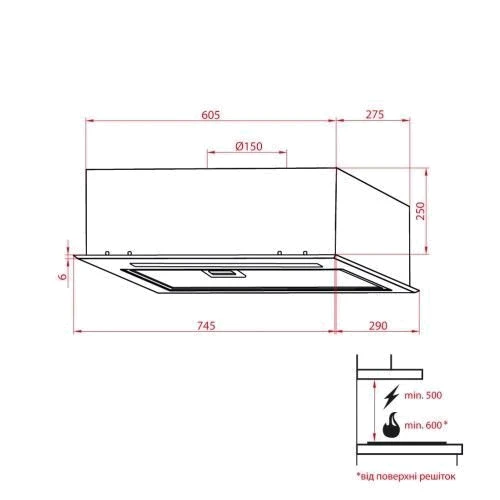 Вытяжка Weilor PBSR 72651 GLASS BL 1300 LED Strip: Управление Сенсорное