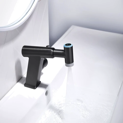 Смеситель для раковины Lefton Pull-Out Faucet with Temperature Display & LED Light - BF2207 Matt Black: Термостат Нет