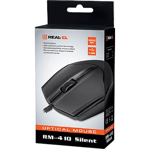Мышь REAL-EL RM-410 Silent Black: Тип сенсора оптический