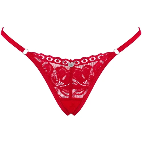 Кружевные стринги Obsessive Lacelove thong XS/S Red