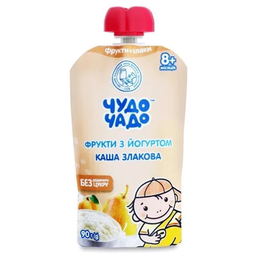 Пюре Чудо-Чадо с кашей злаковой Фрукты с йогуртом 90 г (4820016254268)
