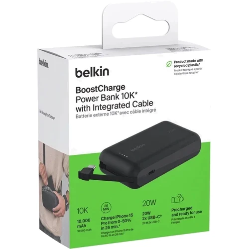Зовнішній акумулятор Belkin Power Bank 10000mAh з USB-C Cable 20W Black (BPB021HQBK)