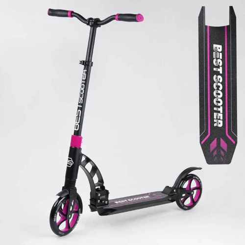 Самокат двоколісний Best Scooter з PU колесами і 2 амортизаторами Black / Pink (100074)