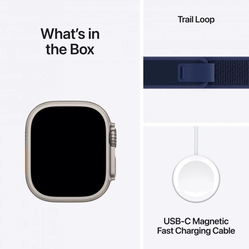 Apple Watch Ultra 2 2024 GPS + Cellular 49mm Natural Titanium Case with Blue Trail Loop - S/M (MX4J3UL/A) фото 9