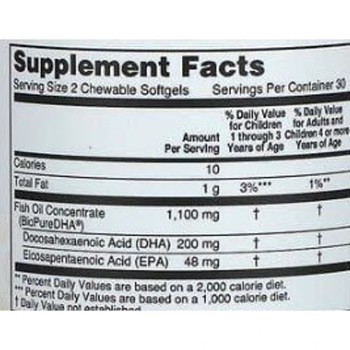 NOW Foods DHA 100 mg CHEWABLE SGELS 60 SGELS Докозагексаеновая кислота и рыбий жир омега-3: Тип Омега 3
