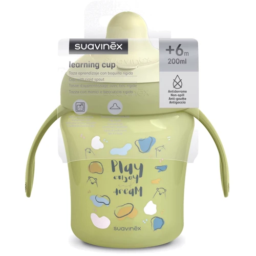 Чашка с носиком Suavinex "Bear Family" 200 мл +6 месяцев зеленая (402643): Возраст с 6-ти месяцев