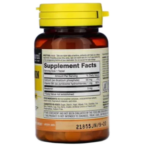 Mason Natural Melatonin + B6 Мелатонин с витамином В 6 3 мг 60 таблеток: Форма выпуска Таблетки