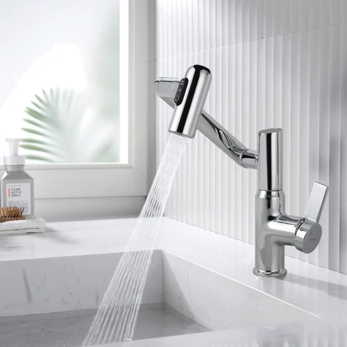 Смеситель для раковины Lefton Single-Hole Rotatable Faucet with Temperature Display-BF2204 Chrome: Материал Латунь