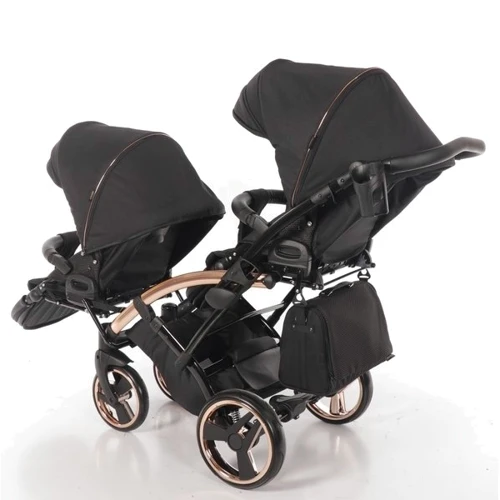 Универсальная коляска для двойни 2 в 1 Junama Diamond Individual Duo Slim 03, черный на бронзовой раме (JD-IN-DUOs-03): Материал колес полиуретан