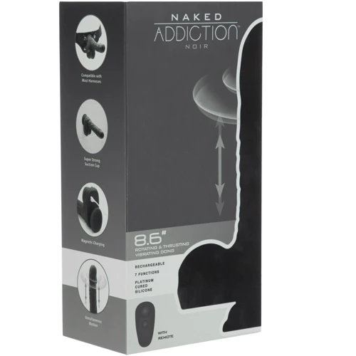 Фаллоимитатор Naked ADDICTION Noir 8.6" Silicone Rotating & Thrusting Vibrating Dildo with Remote