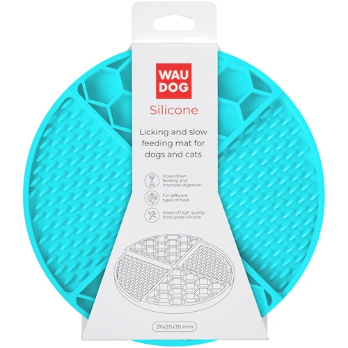 Коврик Waudog Silicone для слизывания и медленного кормления 211х211х30 мм Голубой (23502): Особенности Противоскользящее основание