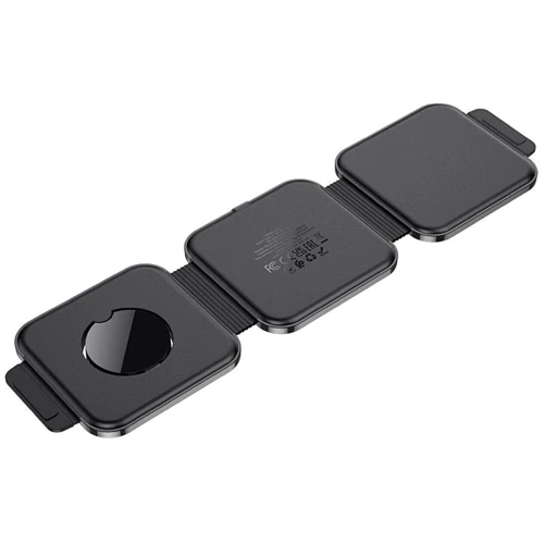 Зарядное устройство Hoco Wireless Charger CQ4 Unique 3in1 Folding Black for iPhone 16 I 15 I 14 I 13 I 12 series, Apple Watch and Apple AirPods: Особенности Для Apple Watch, Быстрая зарядка, MagSafe