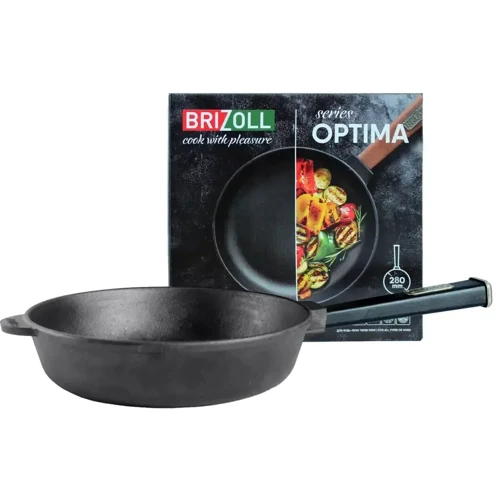 Сковорода Brizoll Optima-Black 28x6 см черная (559-214): Материал корпуса чугун