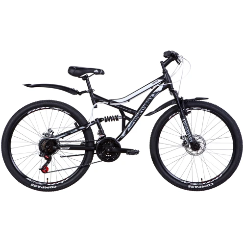 Велосипед Discovery CANYON DD 2021 M 26" черно-белый с серым (OPS-DIS-26-351)
