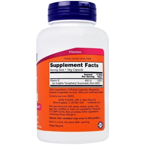 NOW Foods Vitamin E-400 Dry Capsules 100 caps: Тип вітамін E