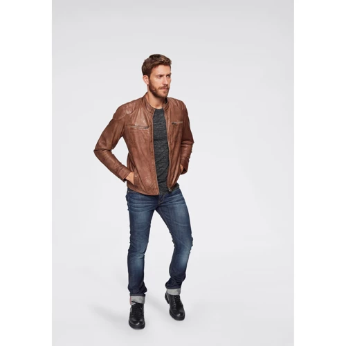 Шкіряна куртка Bruno Banani 33889350 62 коричнева демісезон: Тип застібки На блискавці