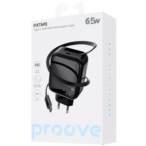 Зарядное устройство Proove Wall Charger USB-C Fixtape GaN 65W Black (WCFP65010201): Тип сетевое