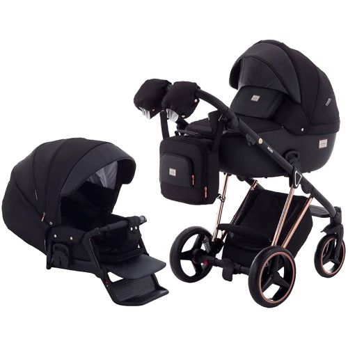 Универсальная коляска 2 в 1 Adamex Mimi Polar (Pink Gold) BR603 черный (люрекс) - черная кожа
