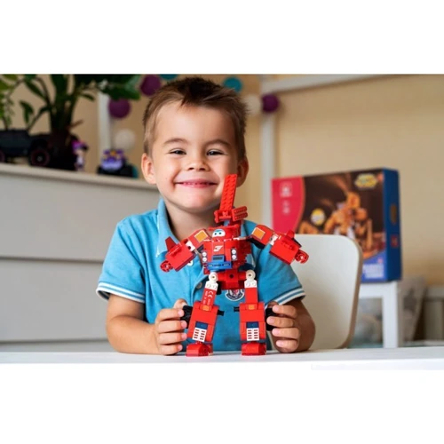 Конструктор-трансформер Super Wings Small Blocks 2-in-1 Buildable Transforming Vehicle Jett Джетт (EU385005)