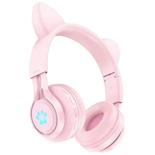 Наушники Hoco W39 Cute Cat Ear Pink: Дополнительно С ушками, Совместимость с Android, Совместимость с Apple, Подсветка корпуса, складная конструкция
