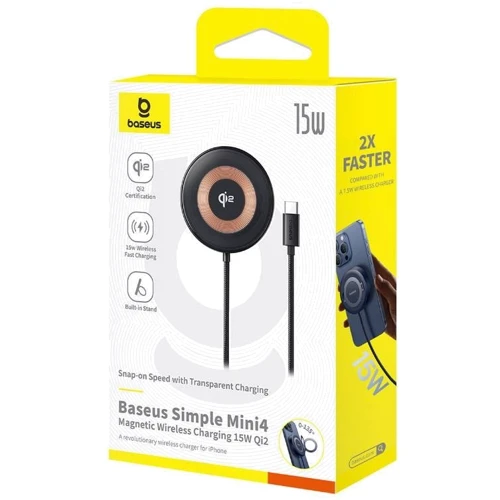 Зарядное устройство Baseus Wireless Charging Magnetic Mini4 Stand Qi2 15W Black (P10273300121-01) for Apple iPhone 16 I 15 I 14 I 13 I 12 series фото 7