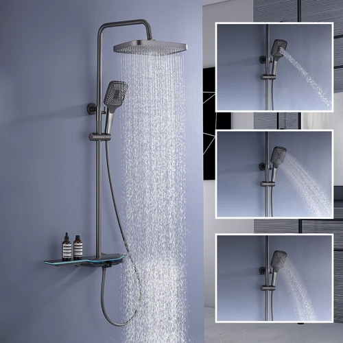 Душевая система Lefton Thermostatic Shower System with Temperature Display & LED Light-SST2207 Grey