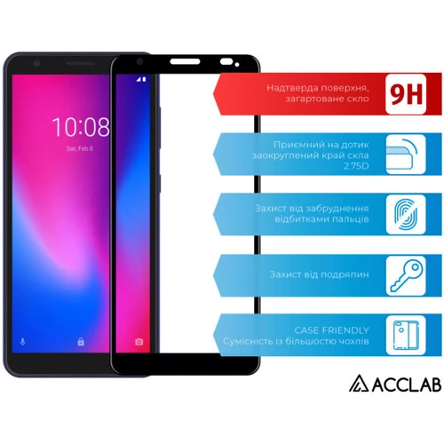 Аксесуар для смартфона ACCLAB Tempered Glass Full Glue Black for ZTE Blade A3 2020: Колір чорний