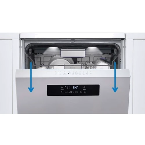 Посудомийка Beko DEN48520XAD: Функції попереднє полоскання (замочування), половинна завантаження, Відстрочення запуску, захист від підтікання та переливу (аквастоп), індикатор наявності солі та ополіскувача, дисплей