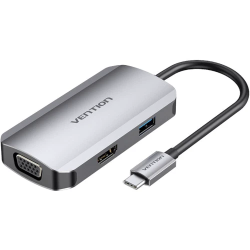 Адаптер Vention Adapter USB-C to HDMI+VGA+USB3.0+PD 100W (TOAHB)