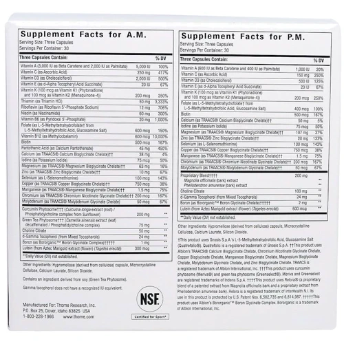 Thorne Research Multi-Vitamin Elite 2 Bottles 90 Vegetarian Capsules Per Bottle Мультівітаміни еліт: Тип мультивітаміни