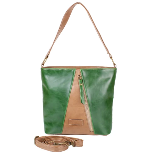 Женская сумка-мешок Laskara зеленая (LK10204-green-taupe)