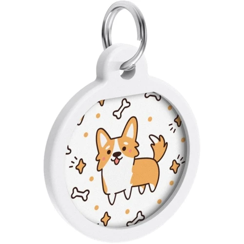 Адресник металевий WAUDOG Smart ID з QR паспортом малюнок Корги 25 мм (0625-0212): Виробник WAUDOG
