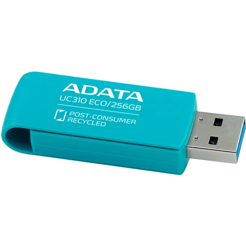 USB-флешка ADATA 256GB UC310 Eco USB 3.2 Green (UC310E-256G-RGN): Максимальная скорость чтения, МБ/с 100