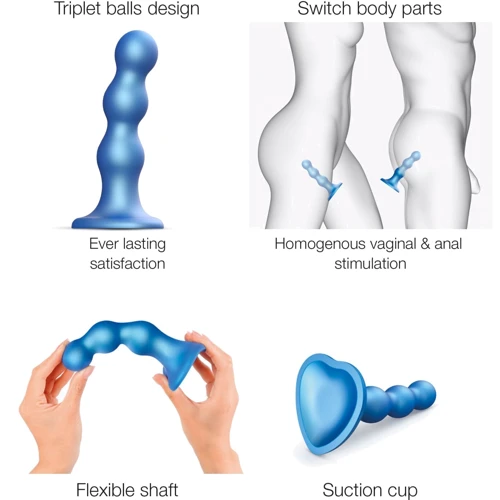 Фаллоимитатор Strap-On-Me Dildo Plug Balls M bleu Мetallic