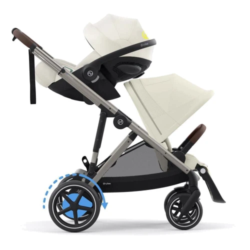Прогулочная коляска Cybex eGazelle S TPE Seashell Beige с электродвигателем и функцией укачивания (524000541): Материал колес резина