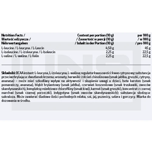 Амінокислота для спорту UNS BCAA 2-1-1 Instant 500 g /50 servings/ Apple Mint: Смак м'ята, Яблуко
