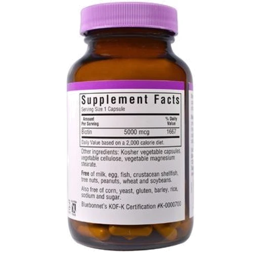 Bluebonnet Biotin 5000 mg Биотин 120 вегакапсул: Тип Витамин B