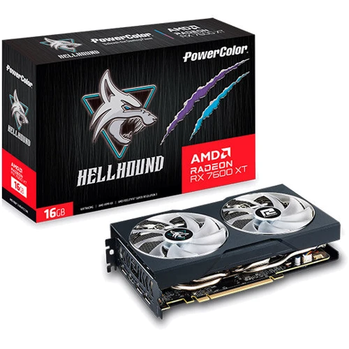 Видеокарта PowerColor Hellhound AMD Radeon RX 7600 XT 16GB GDDR6 (RX 7600 XT 16G-L/OC)