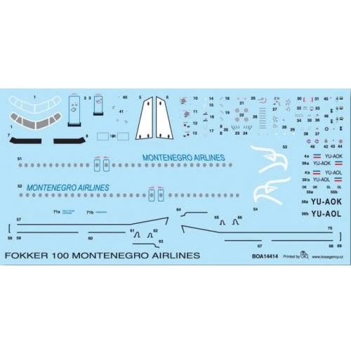 Декаль Boa Decals для самолета Fokker 100 "Montenegro Airlines" BOA-14414