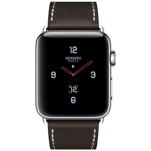Apple Watch Series 3 Hermes 42mm GPS+LTE Stainless Steel Case with Ébène Barenia Leather Single Tour Deployment Buckle: Розмір 42mm