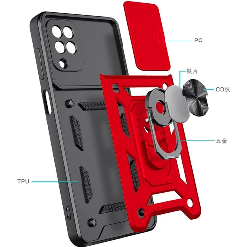 Аксессуар для смартфона Mobile Case Camshield Serge Magnetic Ring Red for Samsung A225 Galaxy A22/M225 Galaxy M22/M325 Galaxy M32: Материал TPU (термополиуретан) и поликарбонат