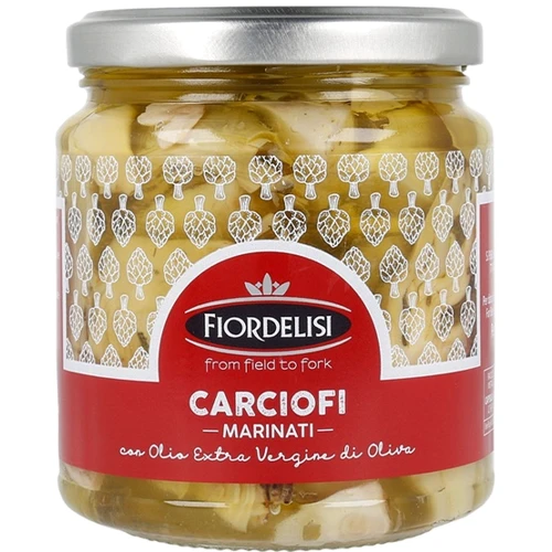 Артишоки Fiordelisi мариновані з часником та травами в олії 280 г (8019176102458): Вага нетто 280 г