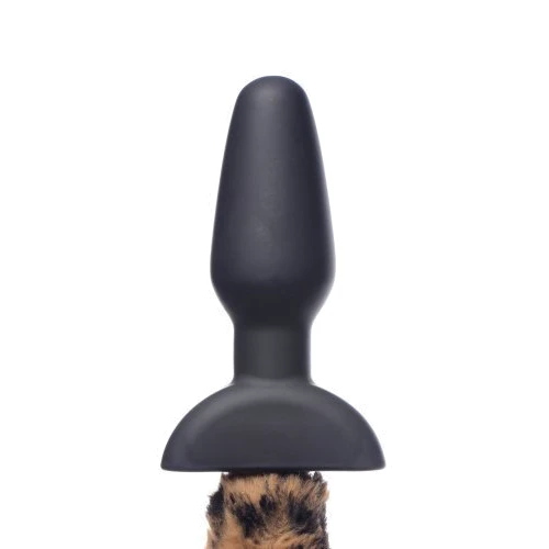 Анальная пробка Xr Brands Waggerz Moving and Vibrating Leopord Tail and Ears с хвостом, (леопардовый)
