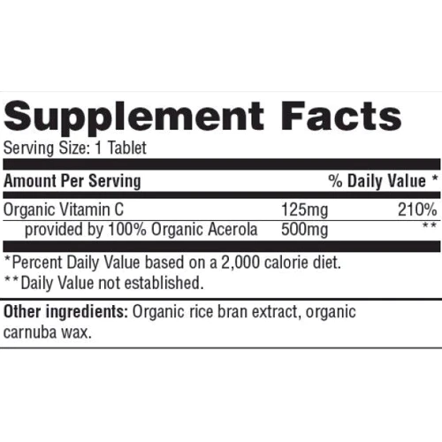 Haya Labs Natural Vitamin C from Organic Acerola Витамин С с Ацеролы 60 таблеток: Тип Витамин C