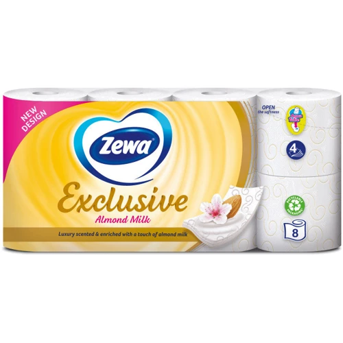 

Zewa Exclusive Almond Milk Туалетная бумага Миндальное молочко четырехслойная 8 шт.