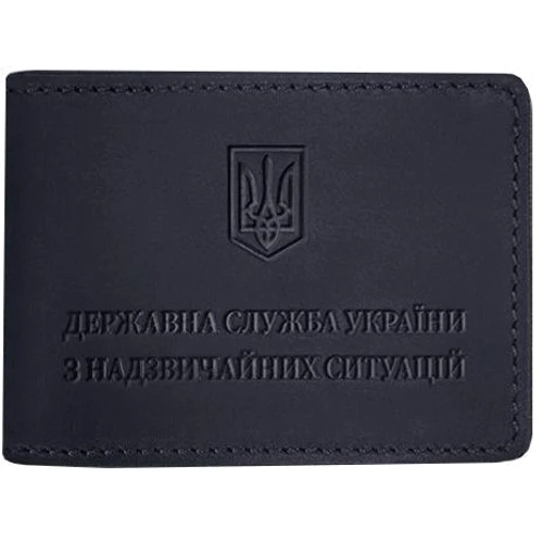 Обкладинка на посвідчення державної служби України з надзвичайних ситуацій BlankNote Crazy Horse темно-синя (BN-OP-14-nn)